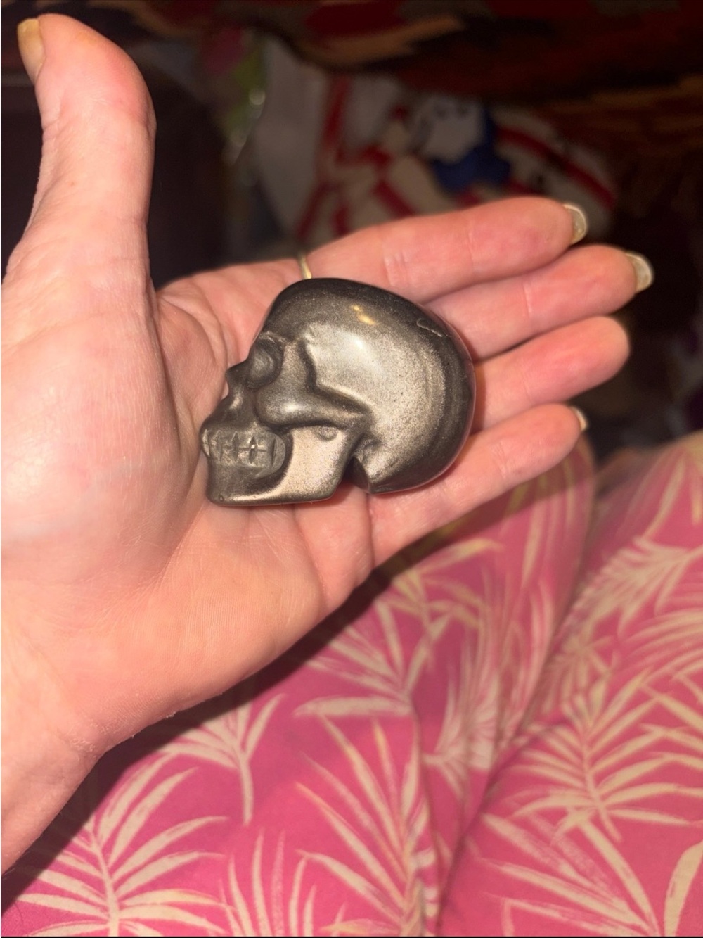 Decorative Metallic Skull Accent - Black
